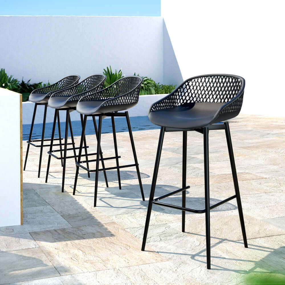 Gardeon 4pcs Outdoor Bar Stools Plastic Metal Bistro Patio Dining Chair Balcony-Upinteriors