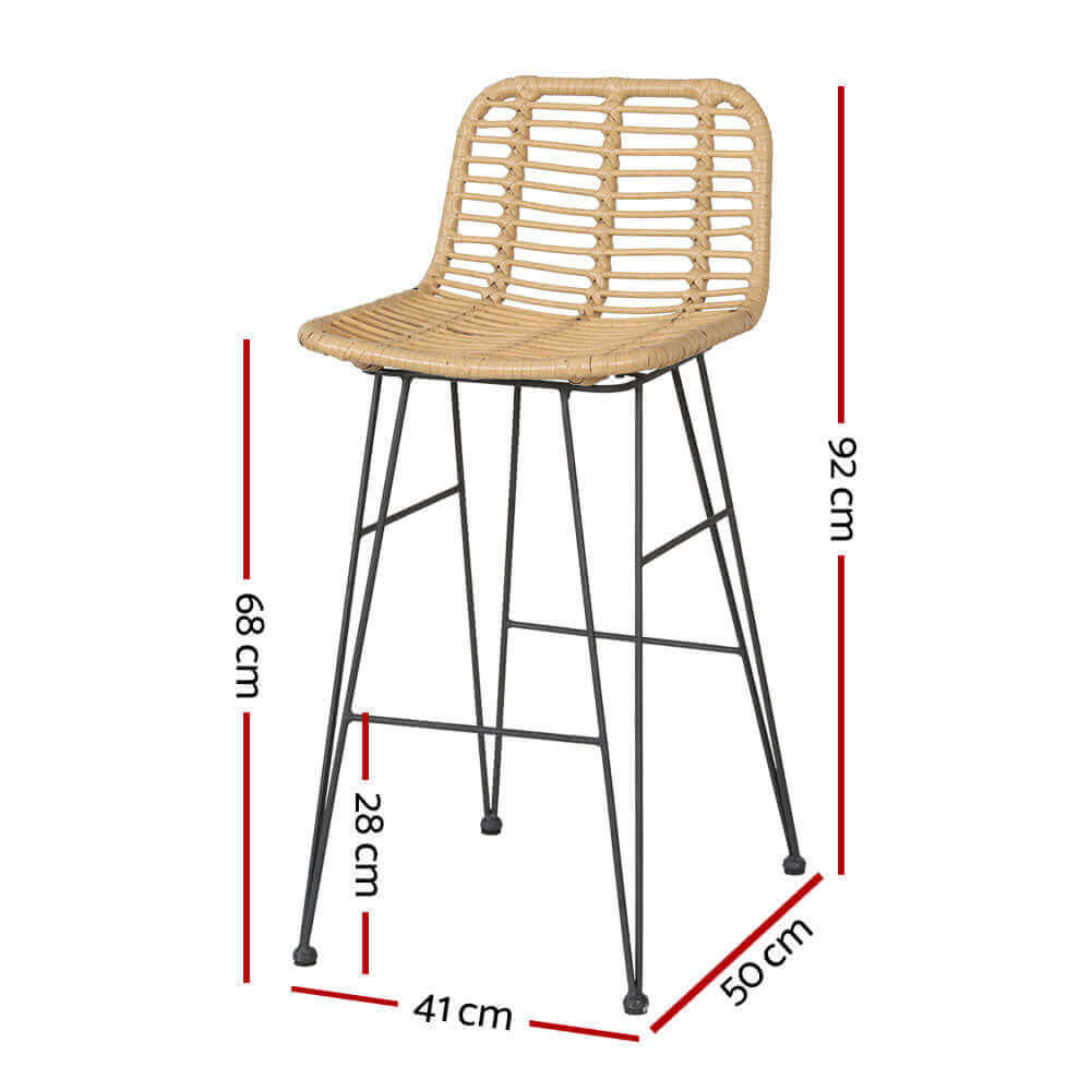 Gardeon 2-Piece Outdoor Bar Stools Wicker Dining Chair Bistro Patio Balcony-Upinteriors