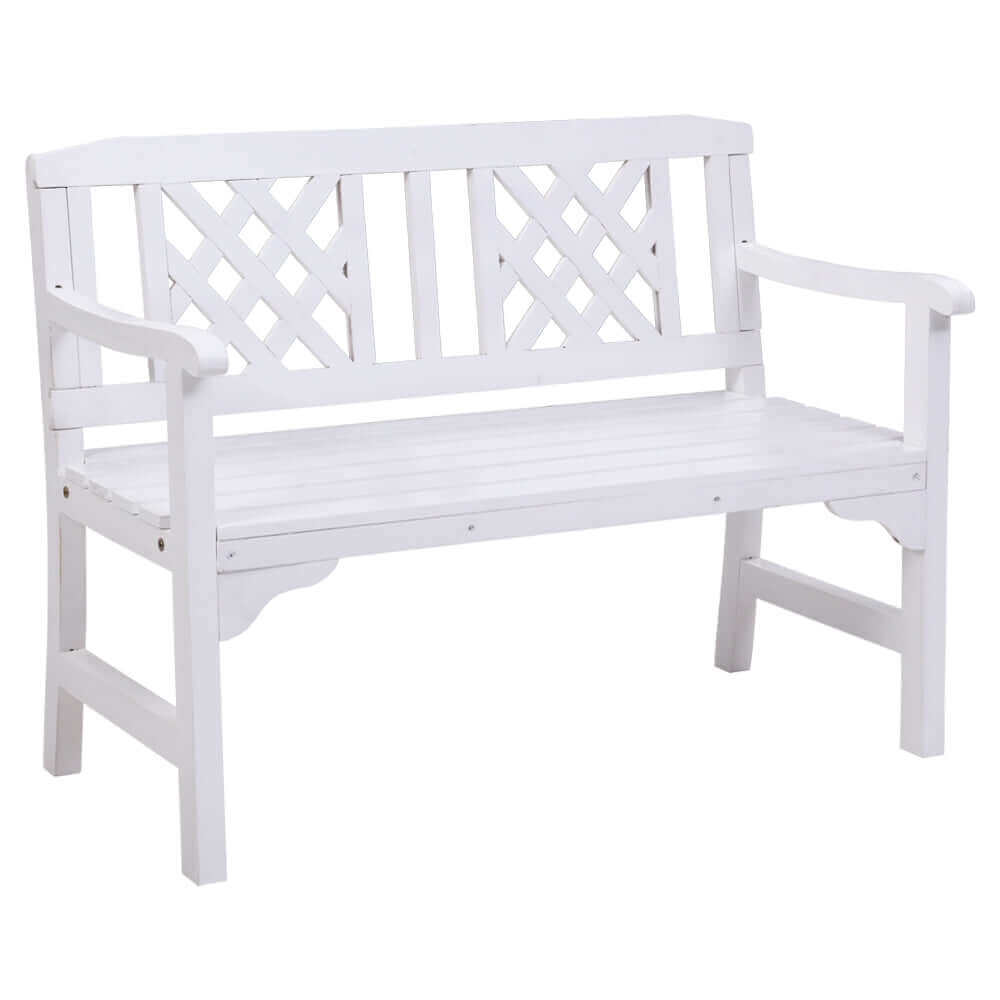 Gardeon Wooden Garden Bench 2 Seat Patio Furniture Timber Outdoor Lounge Chair White-Upinteriors