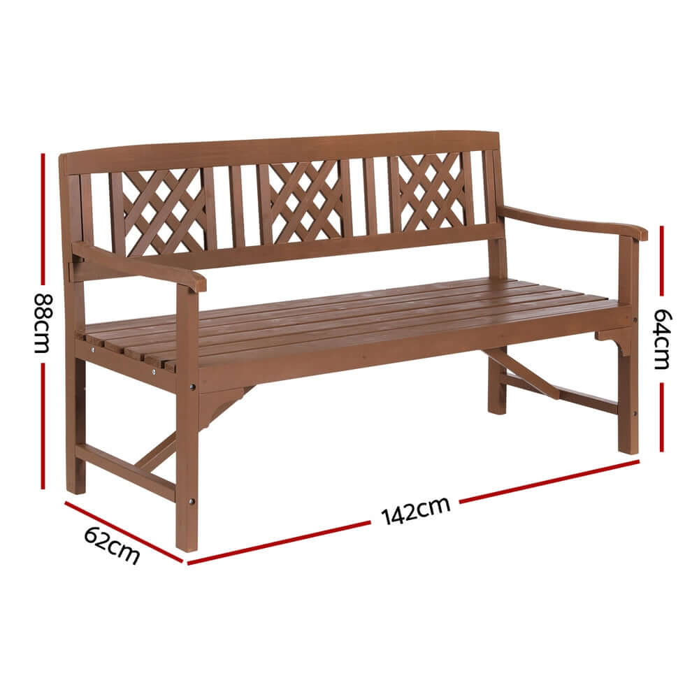 Gardeon Wooden Garden Bench 3 Seat Patio Furniture Timber Outdoor Lounge Chair Natural-Upinteriors