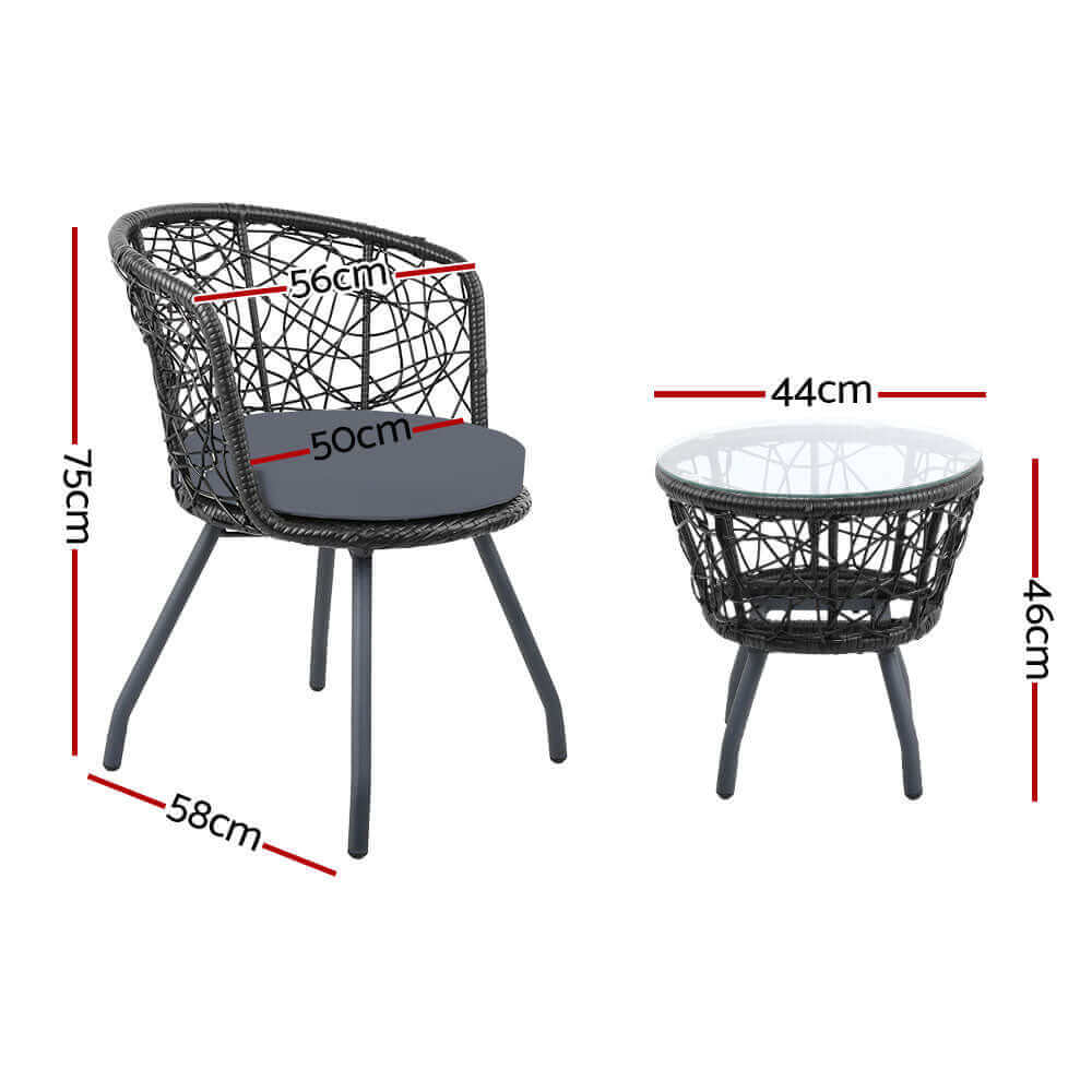 Gardeon Outdoor Patio Chair and Table - Black-Upinteriors