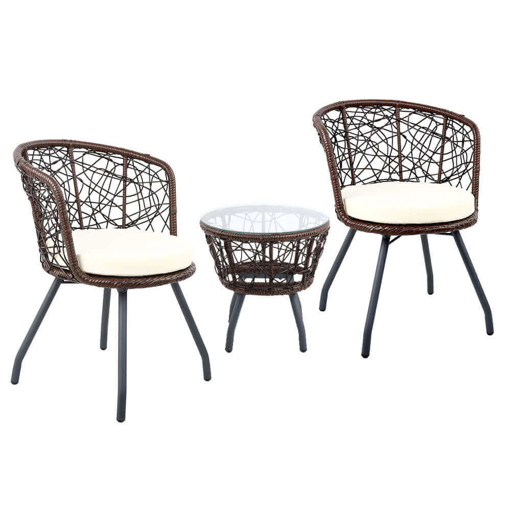 Gardeon Outdoor Patio Chair and Table - Brown-Upinteriors