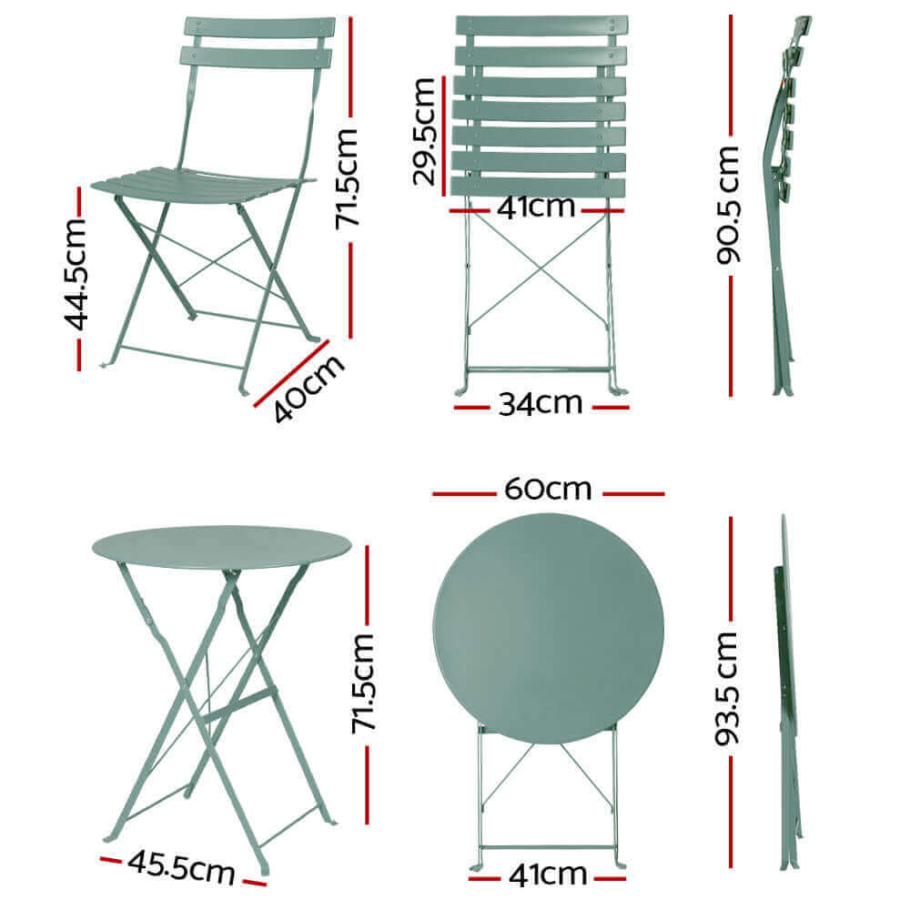 Gardeon Outdoor Setting Table and Chairs Bistro Set Folding Patio Furniture-Upinteriors