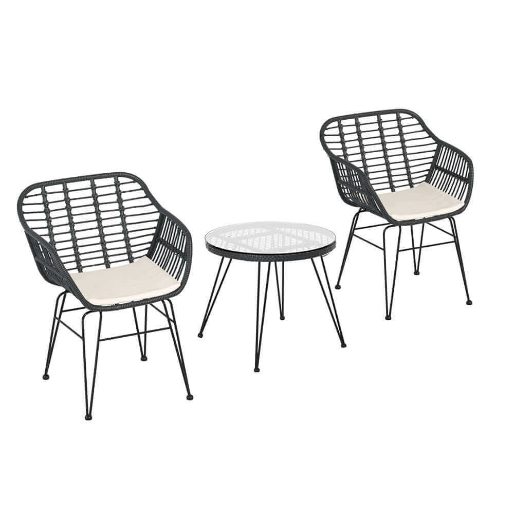 Gardeon Outdoor Furniture Lounge Setting 3-Piece Bistro Set Table Chairs Patio-Upinteriors