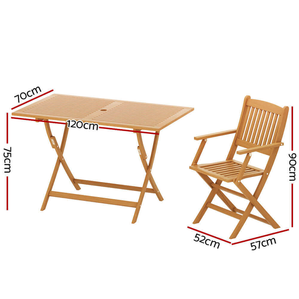 Gardeon 7PCS Outdoor Dining Set Garden Chairs Table Patio Foldable 6 Seater Wood-Upinteriors