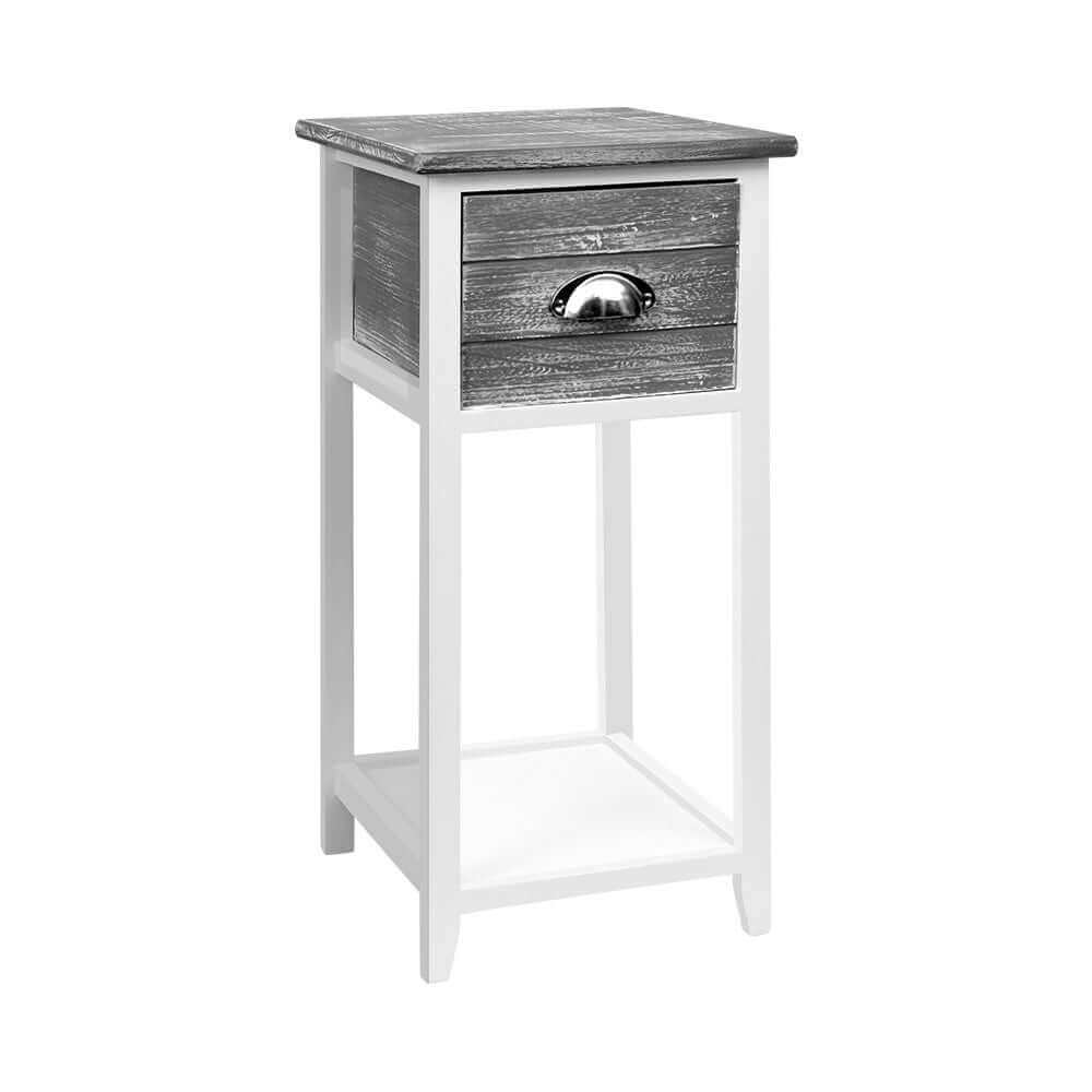 Artiss Bedside Table Nightstand Drawer Storage Cabinet Lamp Side Shelf Unit Grey-Upinteriors
