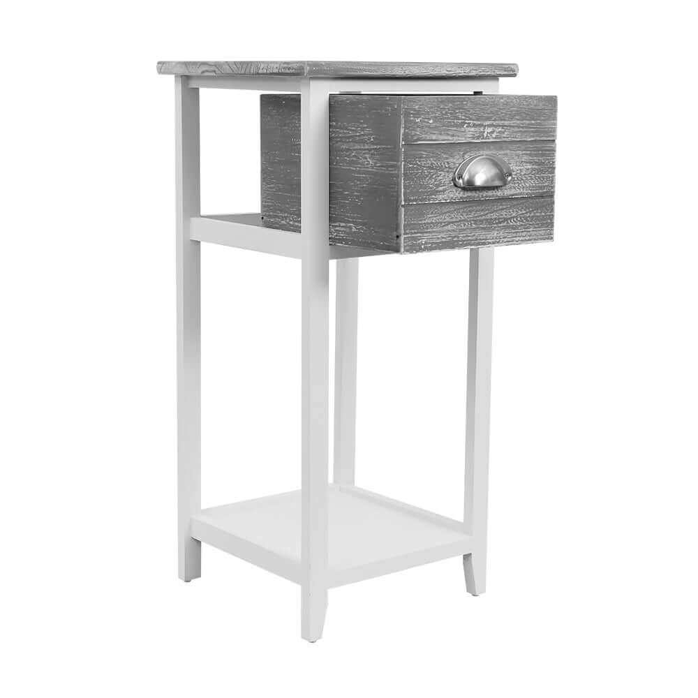 Artiss Bedside Table Nightstand Drawer Storage Cabinet Lamp Side Shelf Unit Grey-Upinteriors