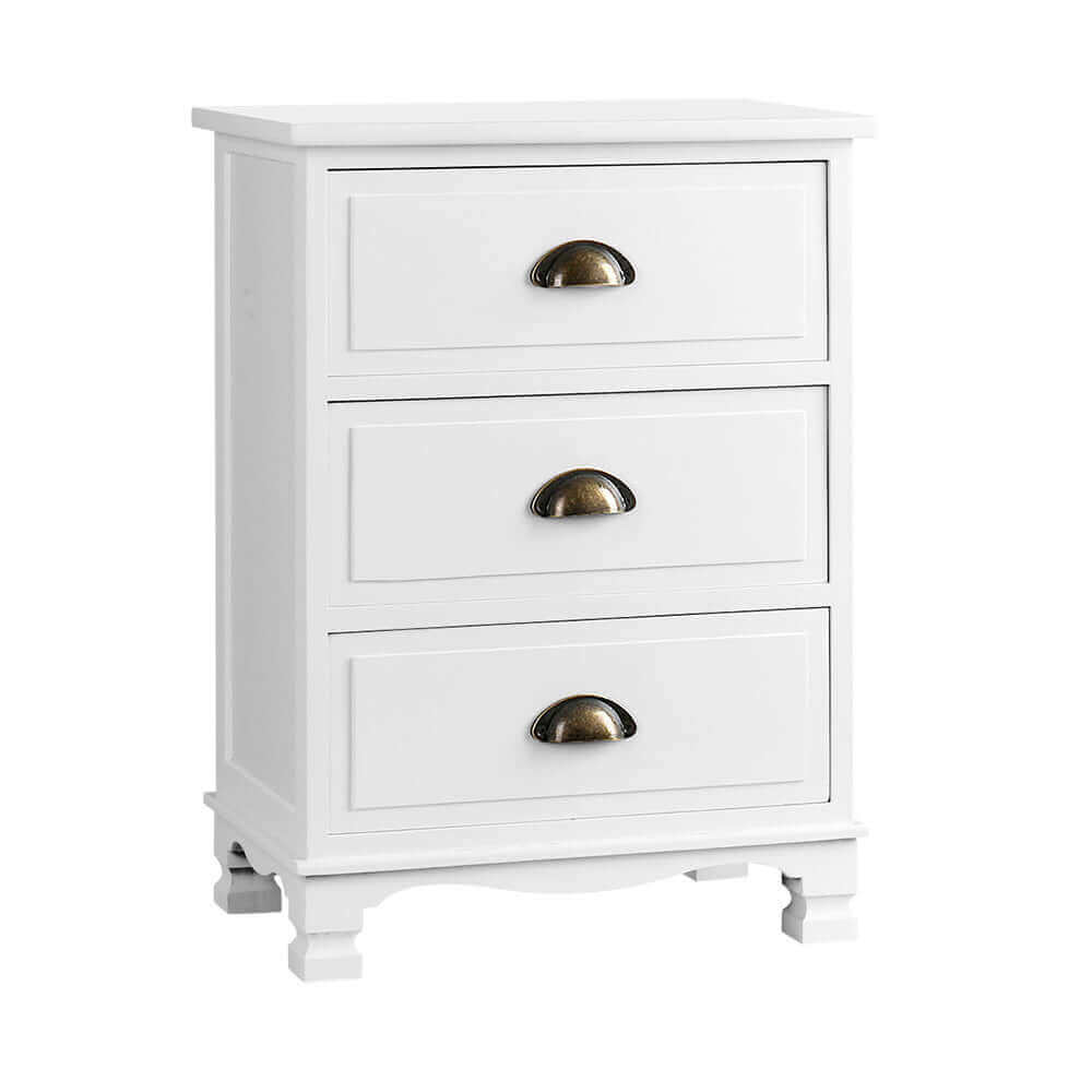 Artiss Vintage Bedside Table Chest Storage Cabinet Nightstand White-Upinteriors
