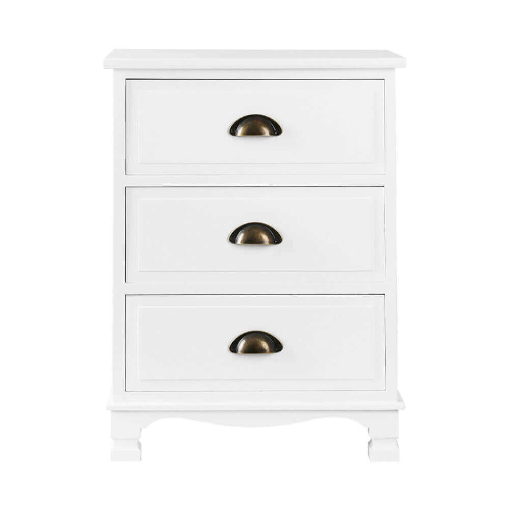 Artiss Vintage Bedside Table Chest Storage Cabinet Nightstand White-Upinteriors