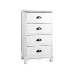 Artiss Vintage Bedside Table Chest 4 Drawers Storage Cabinet Nightstand White-Upinteriors