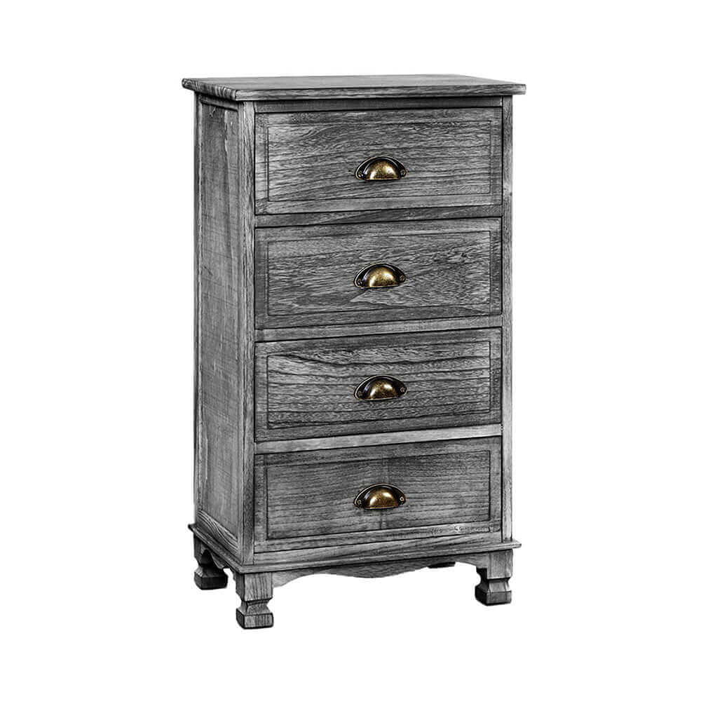 Artiss Bedside Tables Drawers Cabinet Vintage 4 Chest of Drawers Grey Nightstand-Upinteriors