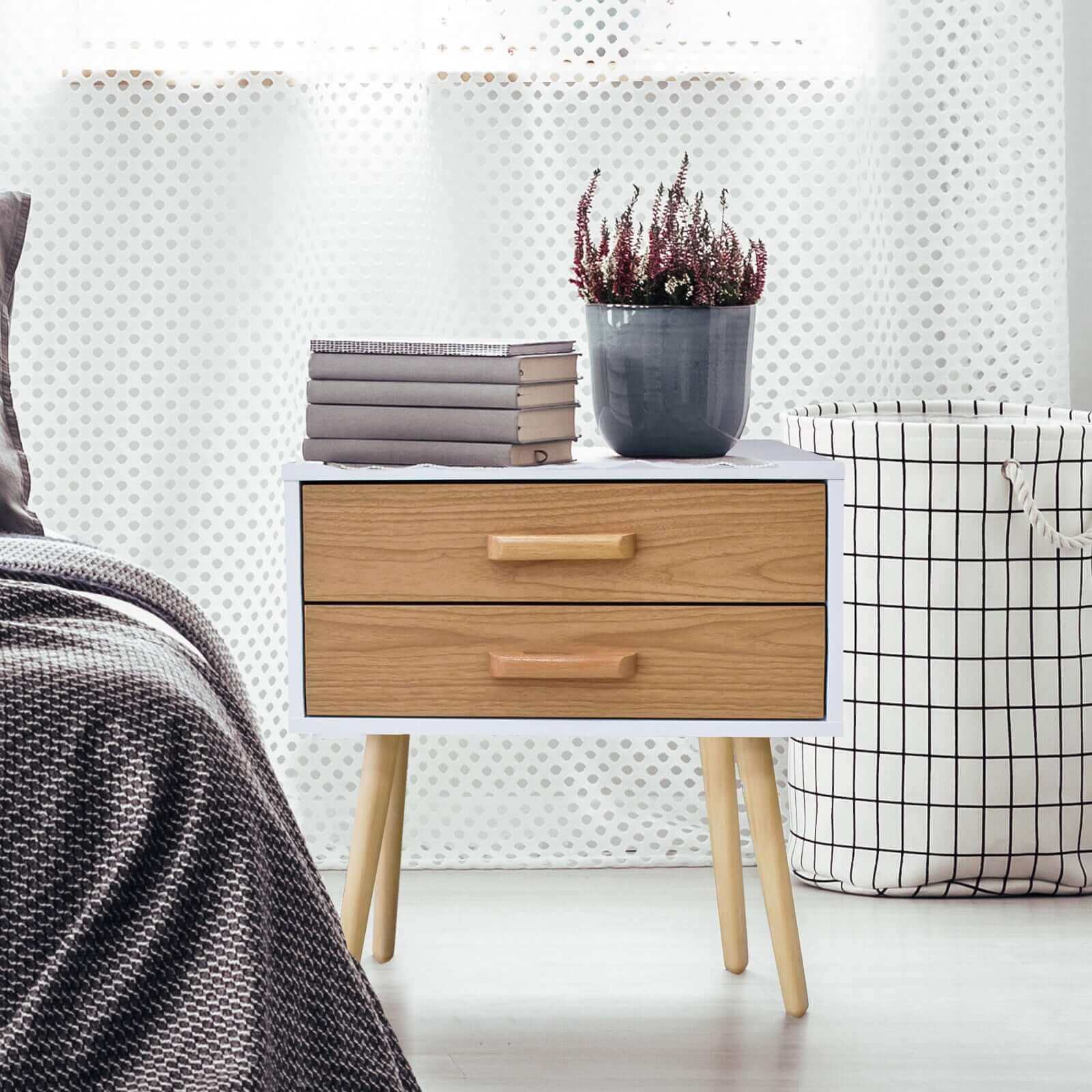Milano Decor Bedside Table Bronte Drawers Nightstand Unit Cabinet Storage-Upinteriors