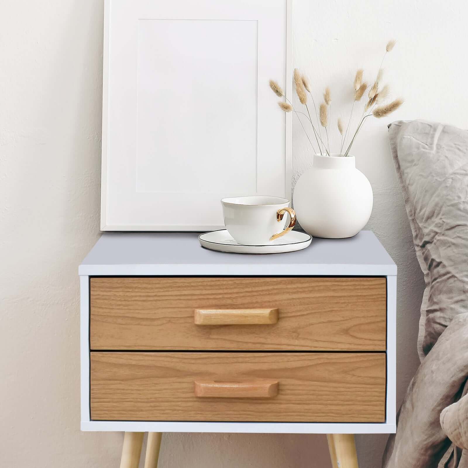 Milano Decor Bedside Table Bronte Drawers Nightstand Unit Cabinet Storage-Upinteriors