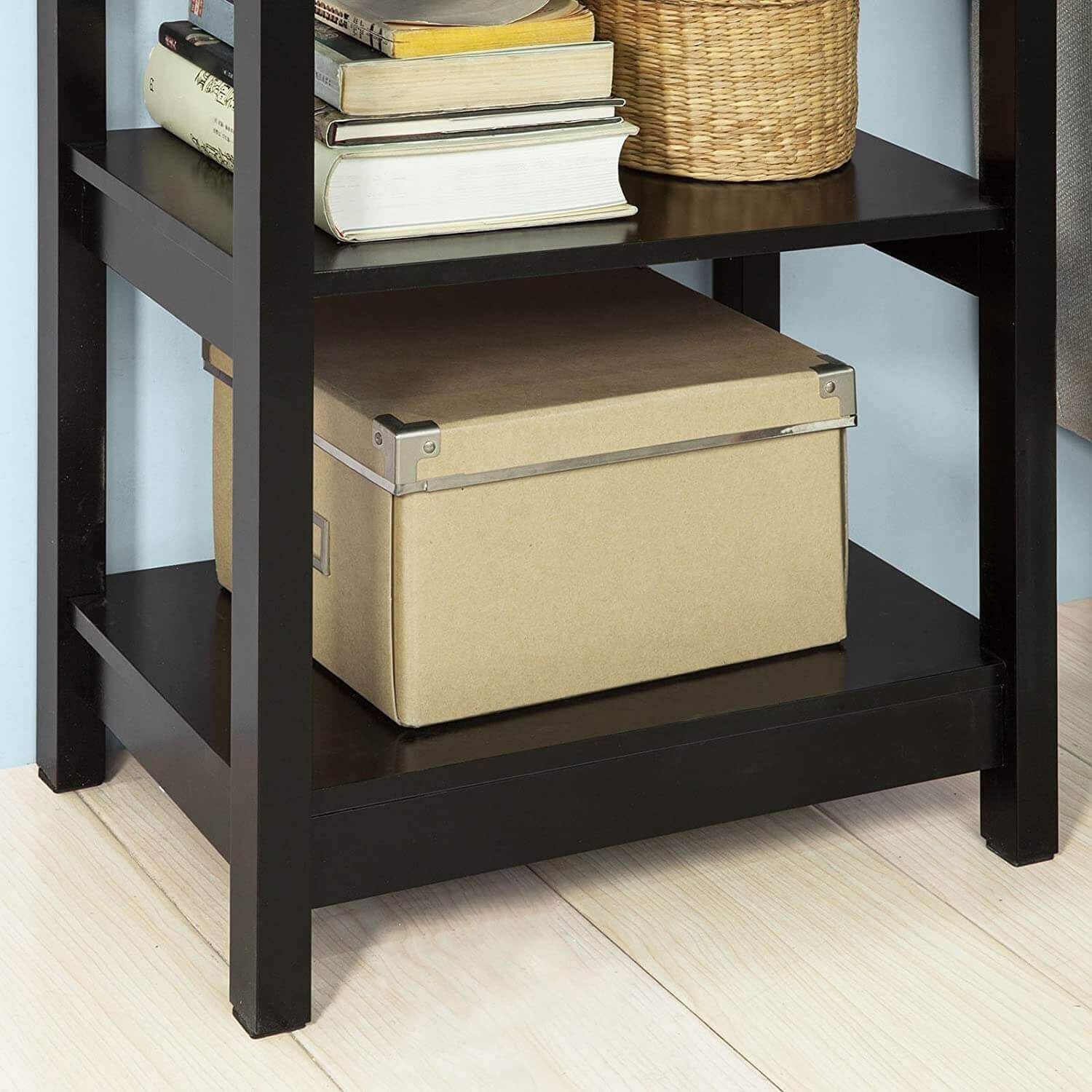 Black Bedside Table with 1 Drawer and 2 Shelves-Upinteriors
