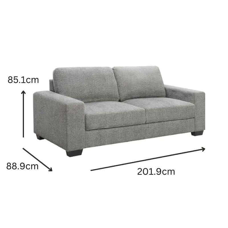 Morgan 3 Seater Fabric Sofa Light Grey-Upinteriors
