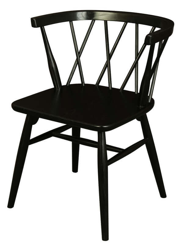 Sierra Cross Back Oak Chair - Set of 2 (Black)-Upinteriors
