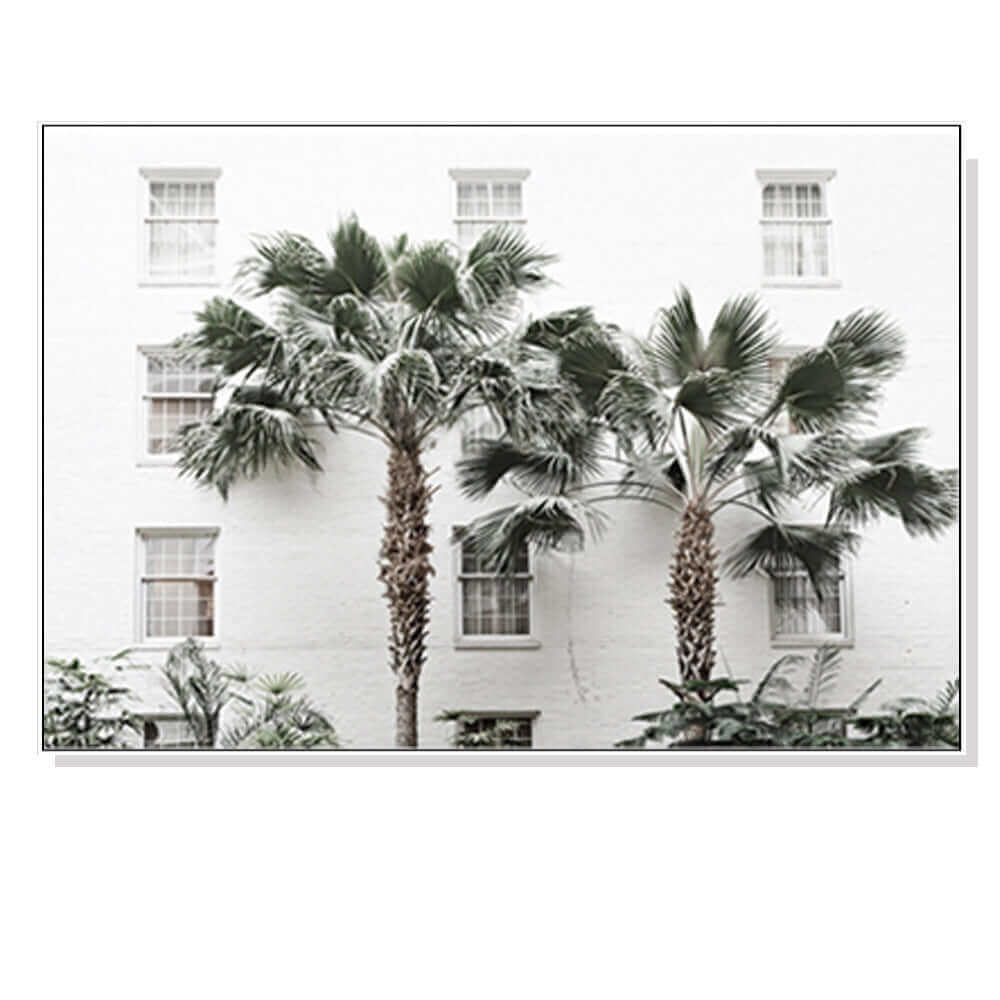50cmx70cm Palm Tree White Frame Canvas Wall Art-Upinteriors