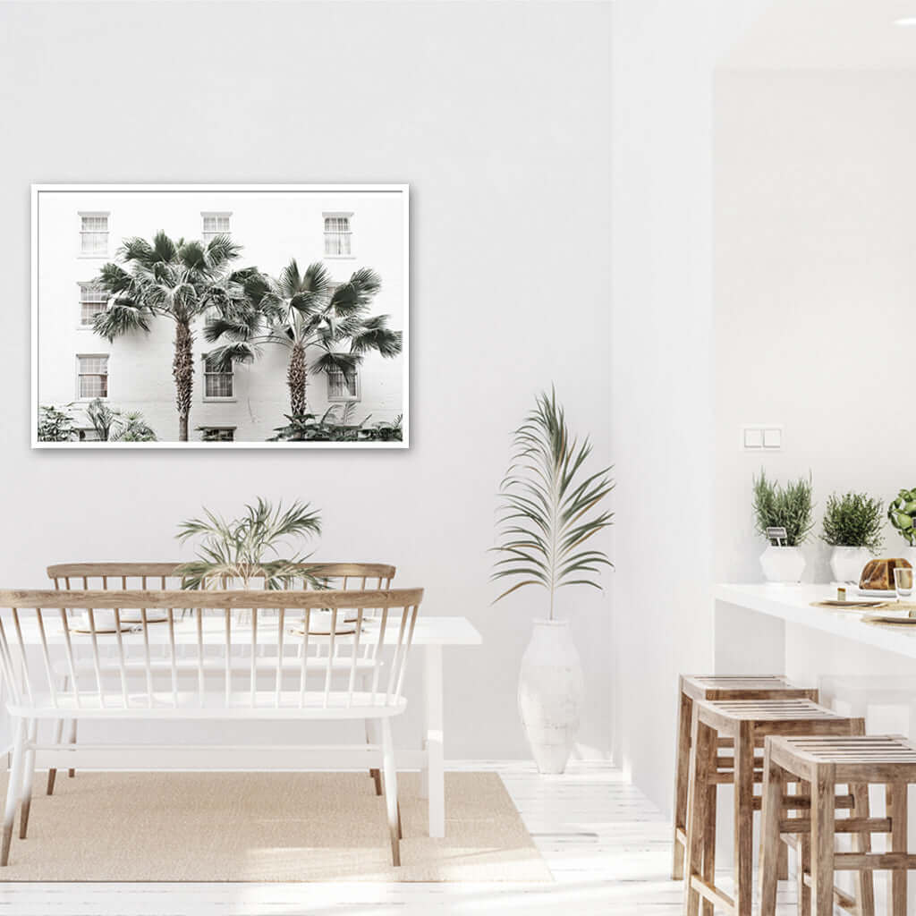 60cmx90cm Palm Tree White Frame Canvas Wall Art-Upinteriors