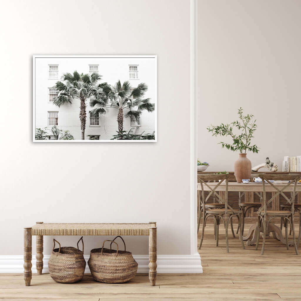 60cmx90cm Palm Tree White Frame Canvas Wall Art-Upinteriors