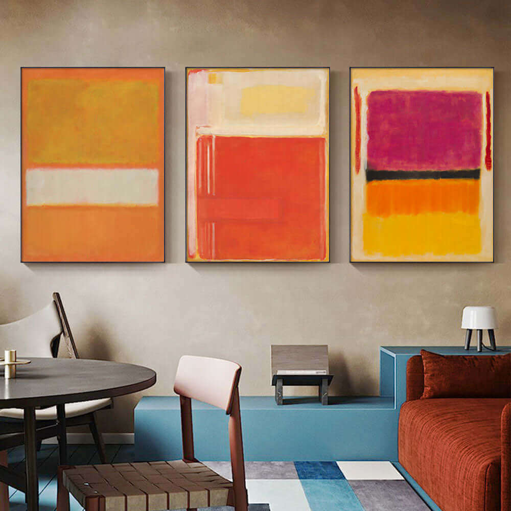 40cmx60cm Colourful 3 Sets By Mark Rothko Black Frame Canvas Wall Art-Upinteriors