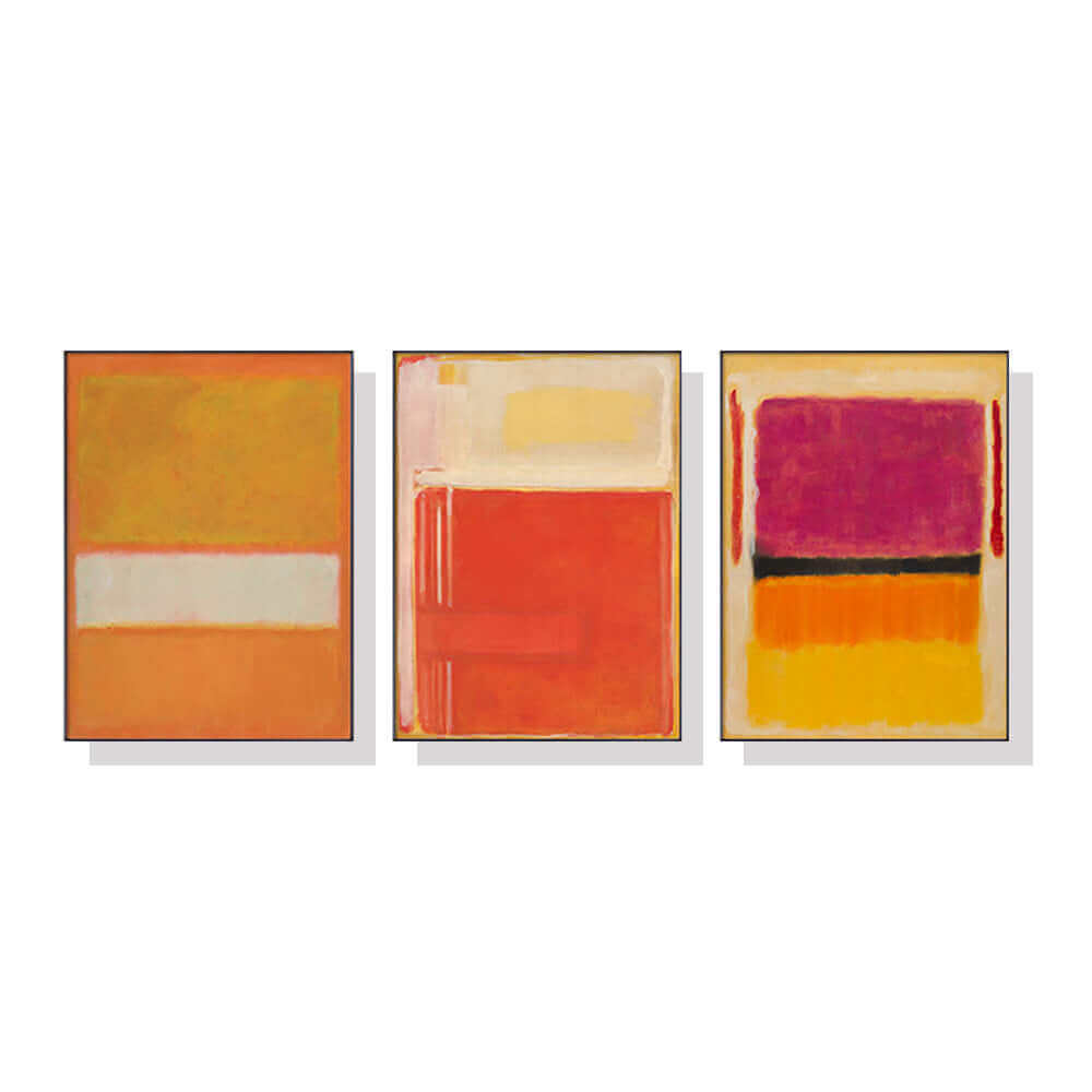 50cmx70cm Colourful 3 Sets By Mark Rothko Black Frame Canvas Wall Art-Upinteriors