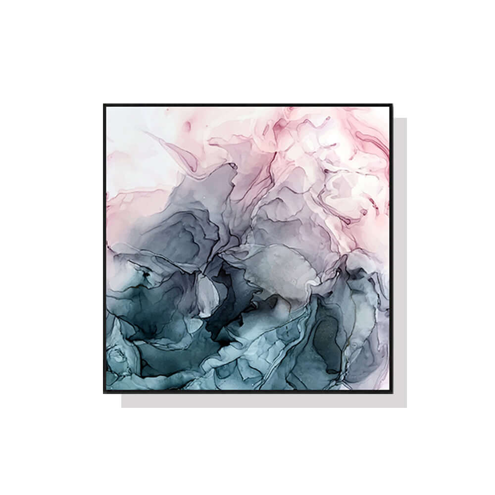 60cmx60cm Marbled Pink Grey Black Frame Canvas Wall Art-Upinteriors