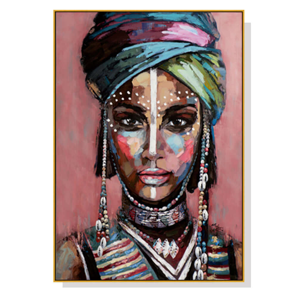 50cmx70cm African woman II Gold Frame Canvas Wall Art-Upinteriors