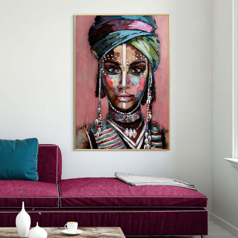 70cmx100cm African woman II Gold Frame Canvas Wall Art-Upinteriors