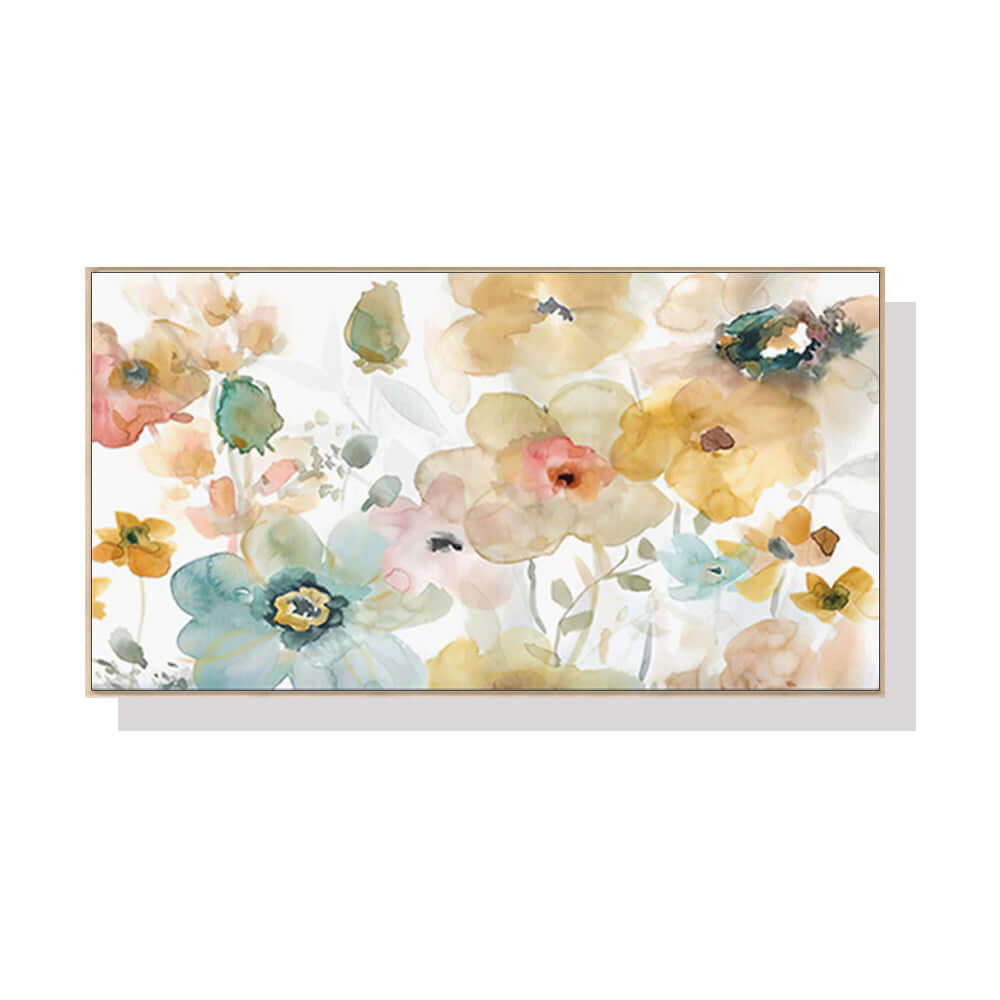 40cmx80cm Floral Watercolor Style Wood Frame Canvas Wall Art-Upinteriors