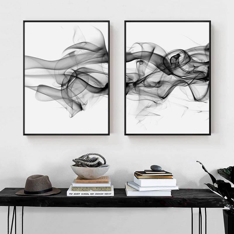 60cmx90cm Stylish Abstract Black 2 Sets Black Frame Canvas Wall Art-Upinteriors