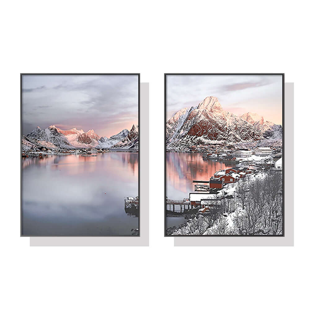 40cmx60cm Nordic Norway 2 Sets Black Frame Canvas Wall Art-Upinteriors