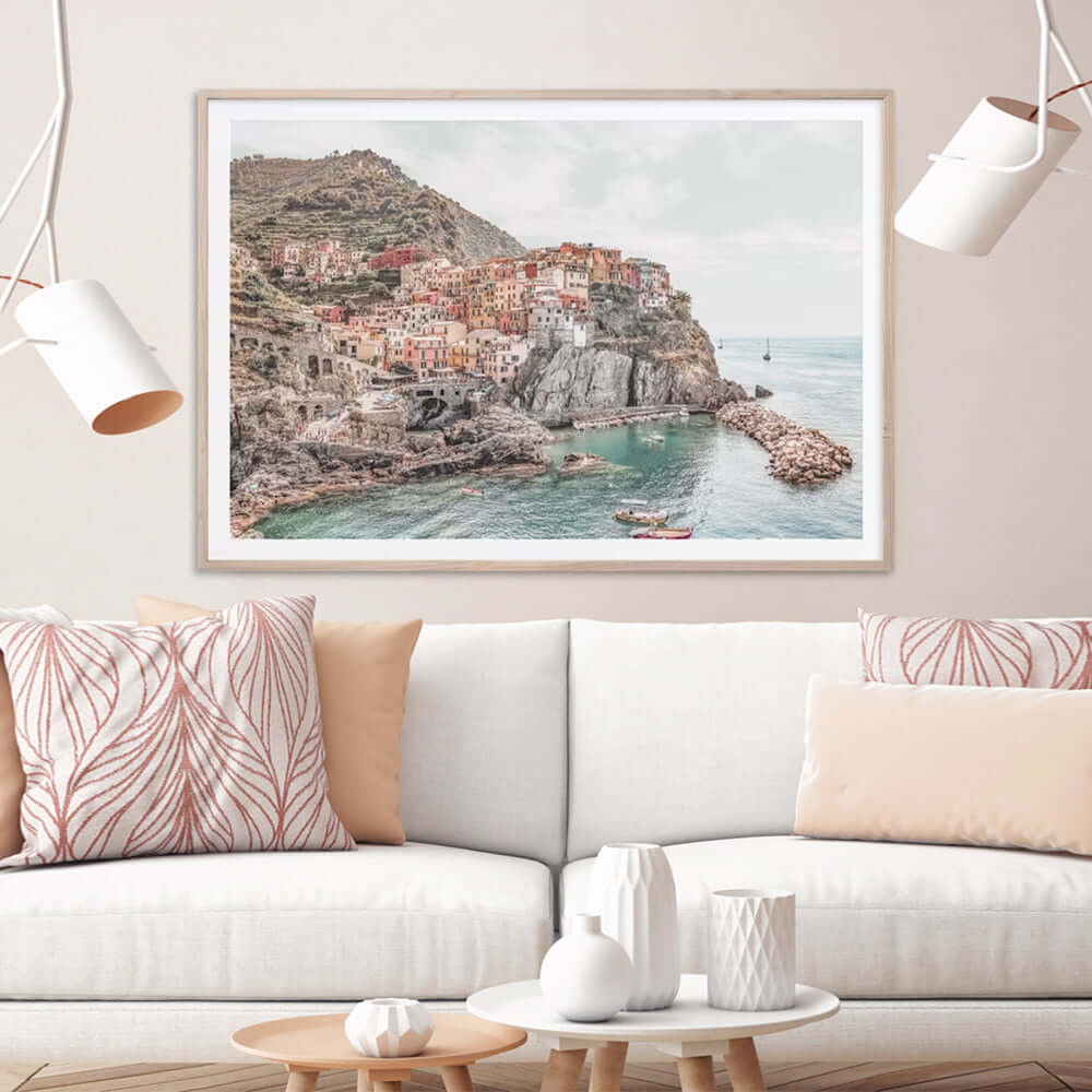 50cmx70cm Italy Cinque Terre Wood Frame Canvas Wall Art-Upinteriors