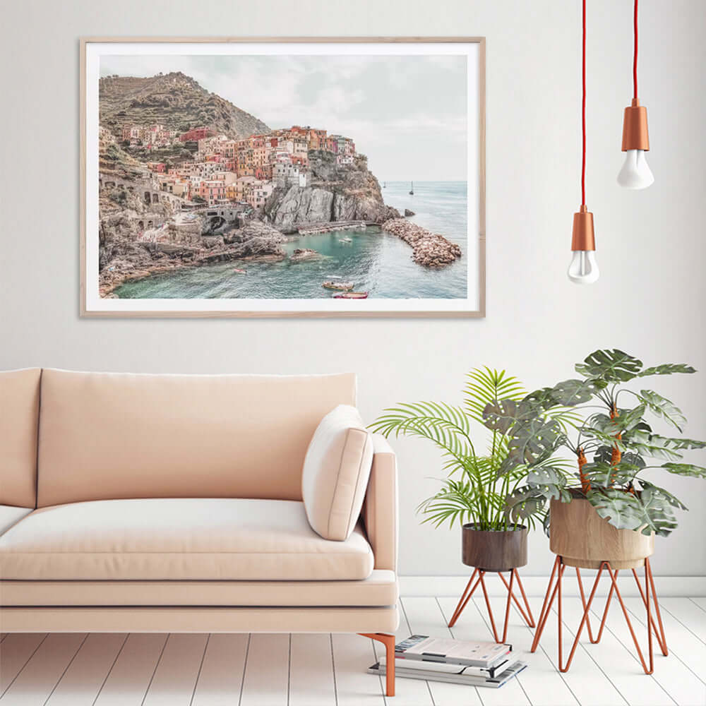60cmx90cm Italy Cinque Terre Wood Frame Canvas Wall Art-Upinteriors