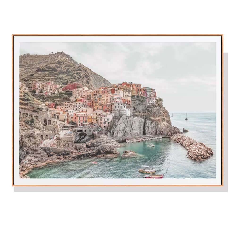 70cmx100cm Italy Cinque Terre Wood Frame Canvas Wall Art-Upinteriors