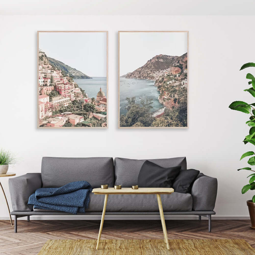 60cmx90cm Italy Positano 2 Sets Wood Frame Canvas Wall Art-Upinteriors