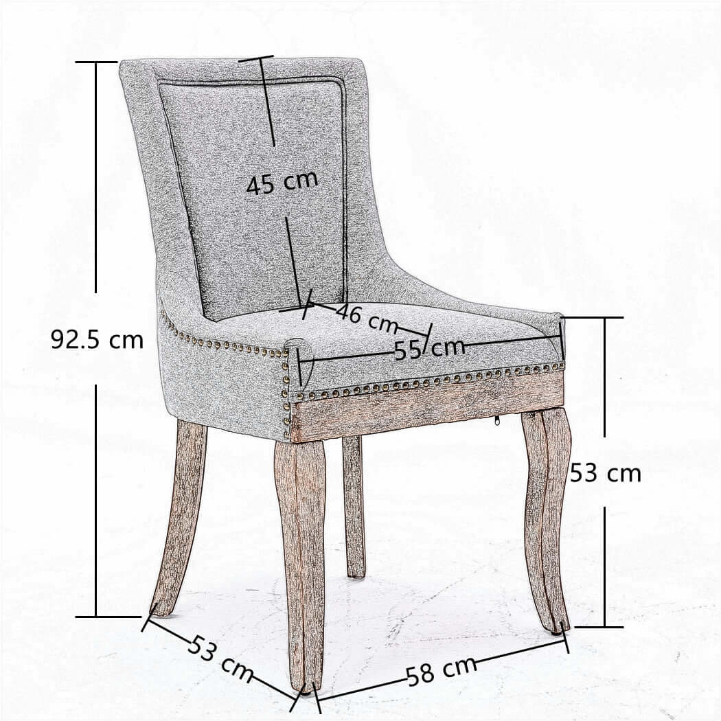 Luxury Fabric Upholstered Dining Chairs with Nailhead Accents (Set of 2)-Upinteriors