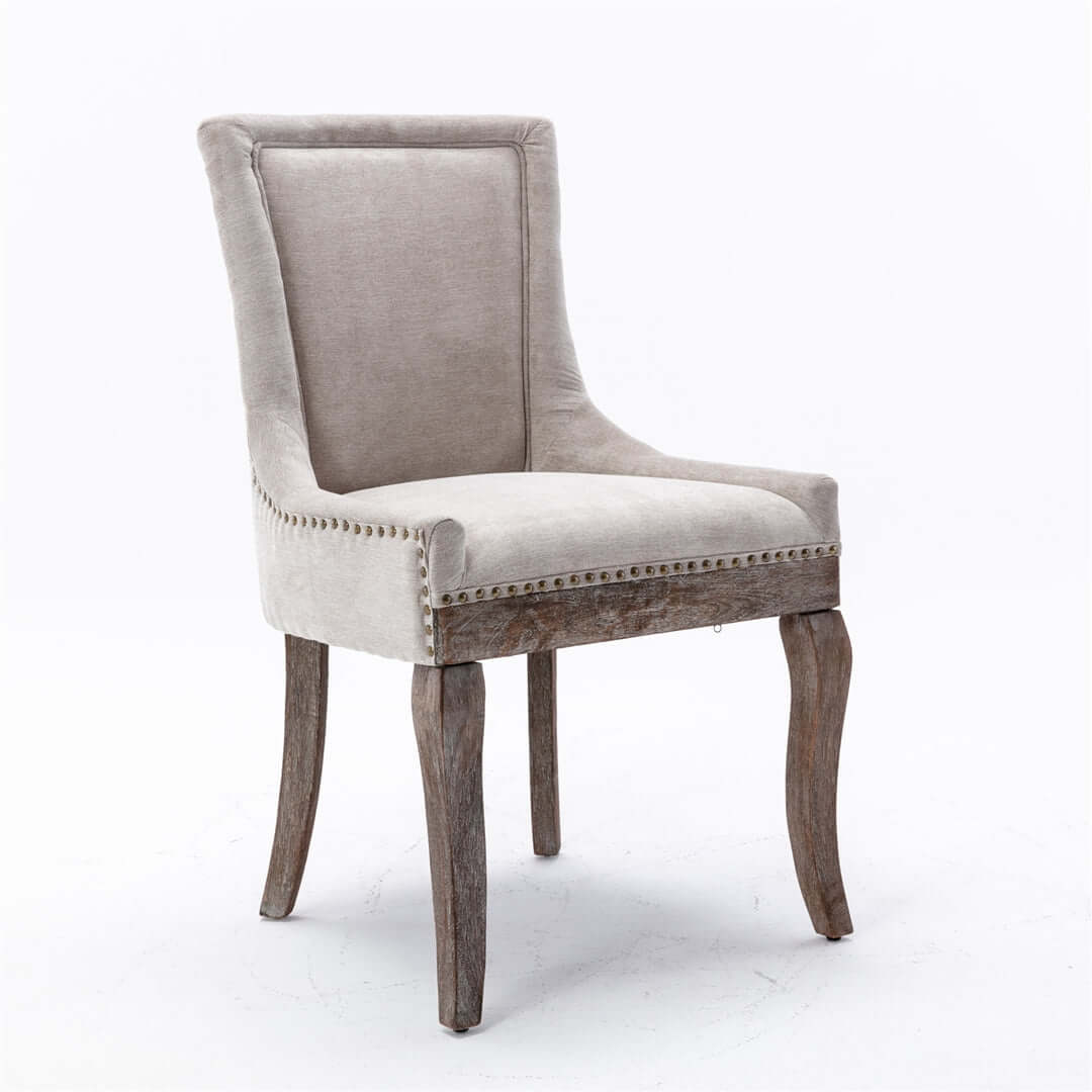 Luxury Fabric Upholstered Dining Chairs with Nailhead Accents (Set of 2)-Upinteriors