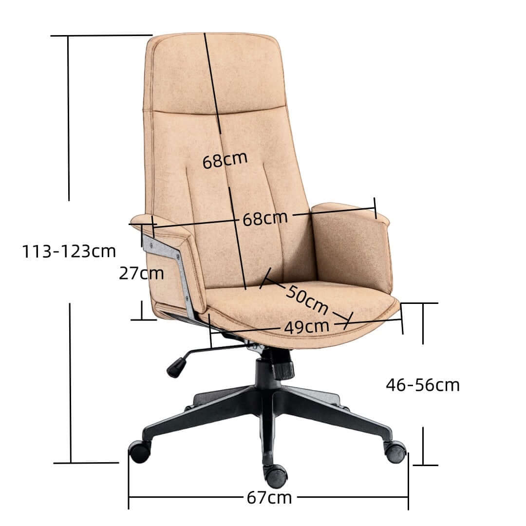 High Back Office Chair -Light Brown-Upinteriors