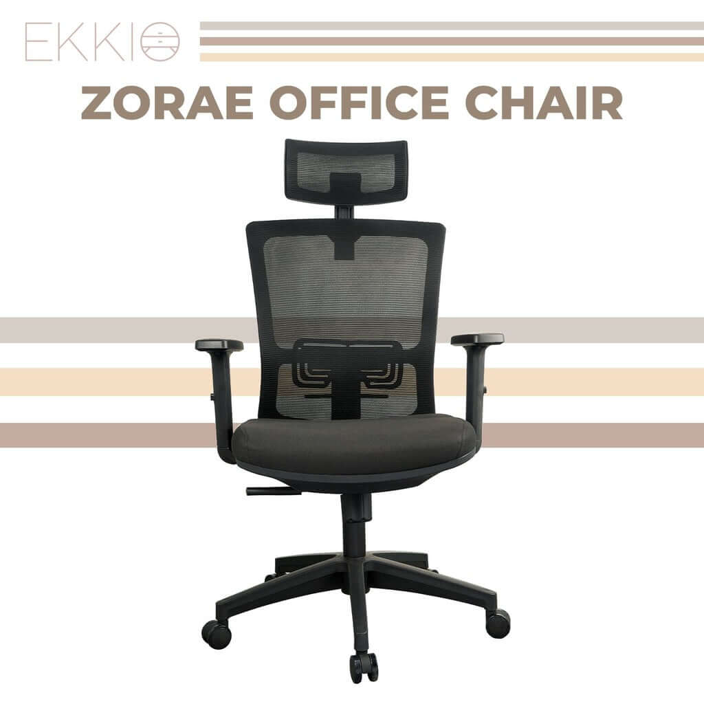 EKKIO Zorae - Office Chair (Black) EK-OC-100-SQ / EK-OC-100-BST-Upinteriors