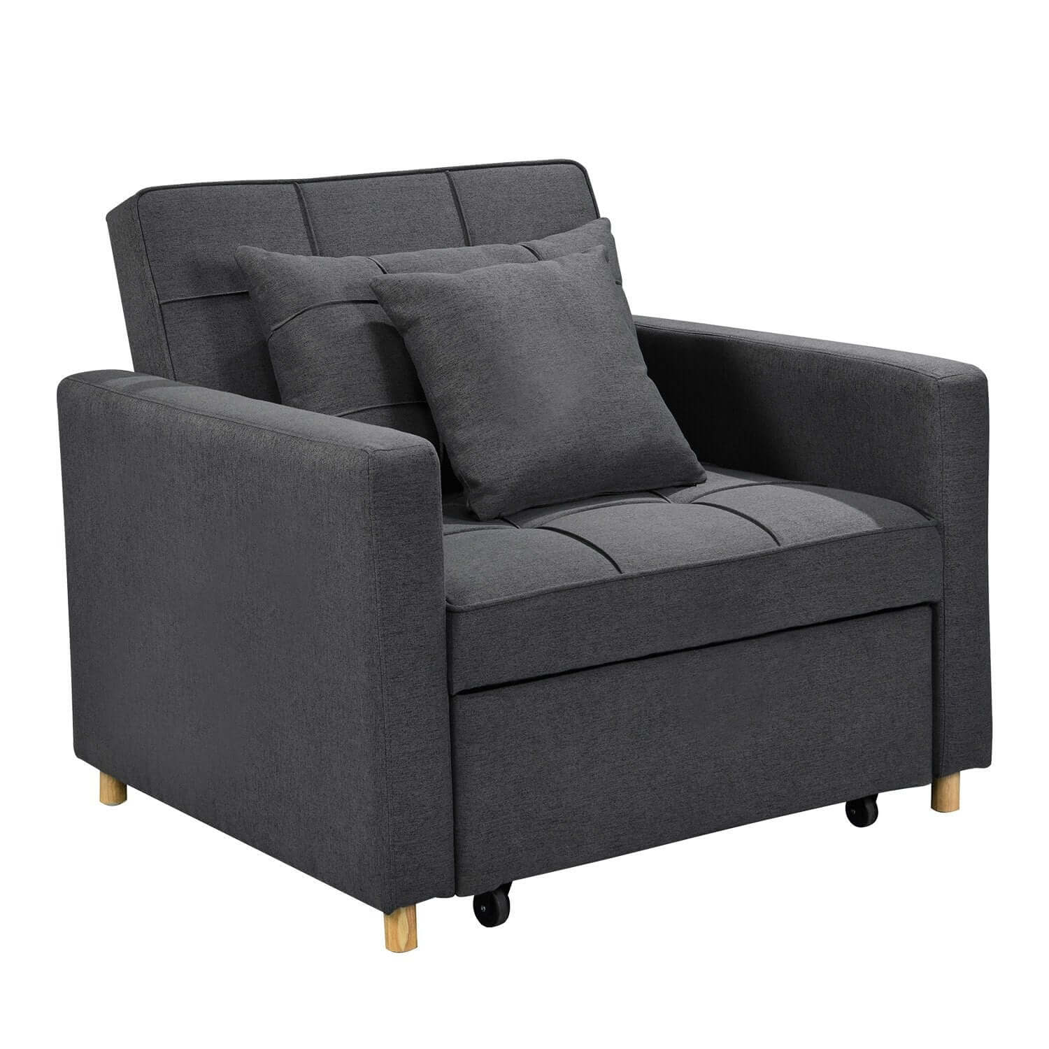 Sarantino Suri 3-in-1 Convertible Lounge Chair Bed - Dark Grey-Upinteriors