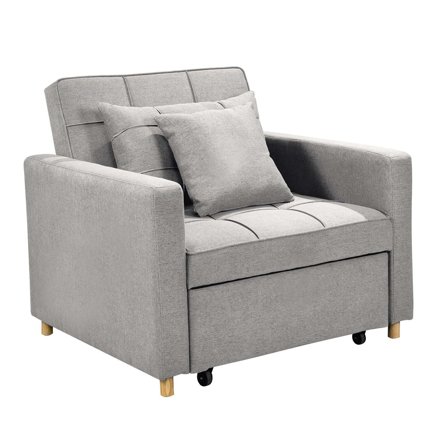 Sarantino Suri 3-in-1 Convertible Sofa Chair Bed Lounger - Light Grey-Upinteriors