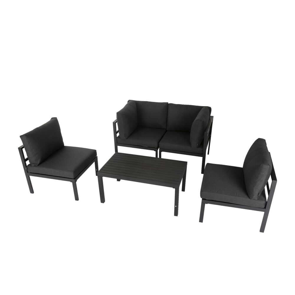 Outdoor 5 Piece Charcoal Grey Couch Set-Upinteriors