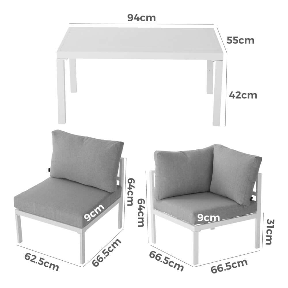 Outdoor White Modern 5 Piece Lounge Set-Upinteriors