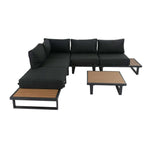 Modern Outdoor 6 Piece Lounge Set with Slatted Polywood Design-Upinteriors