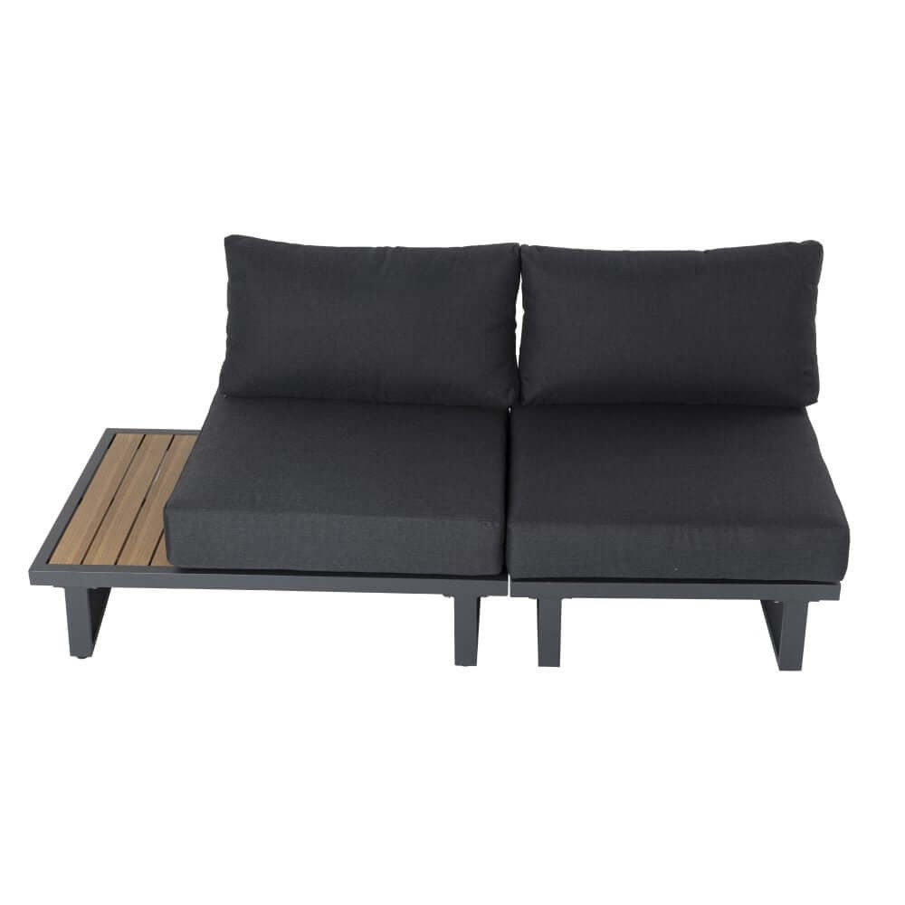 Modern Outdoor 6 Piece Lounge Set with Slatted Polywood Design-Upinteriors