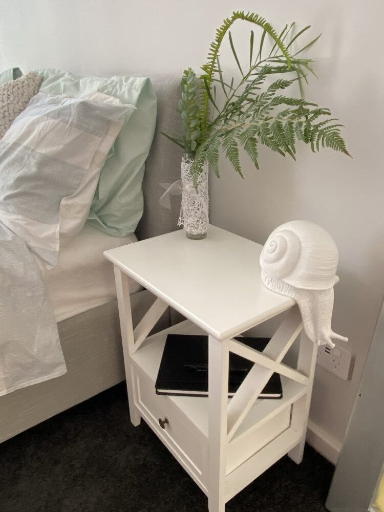 Rustic White 2-Tier Bedside Table with Storage Drawer-Upinteriors
