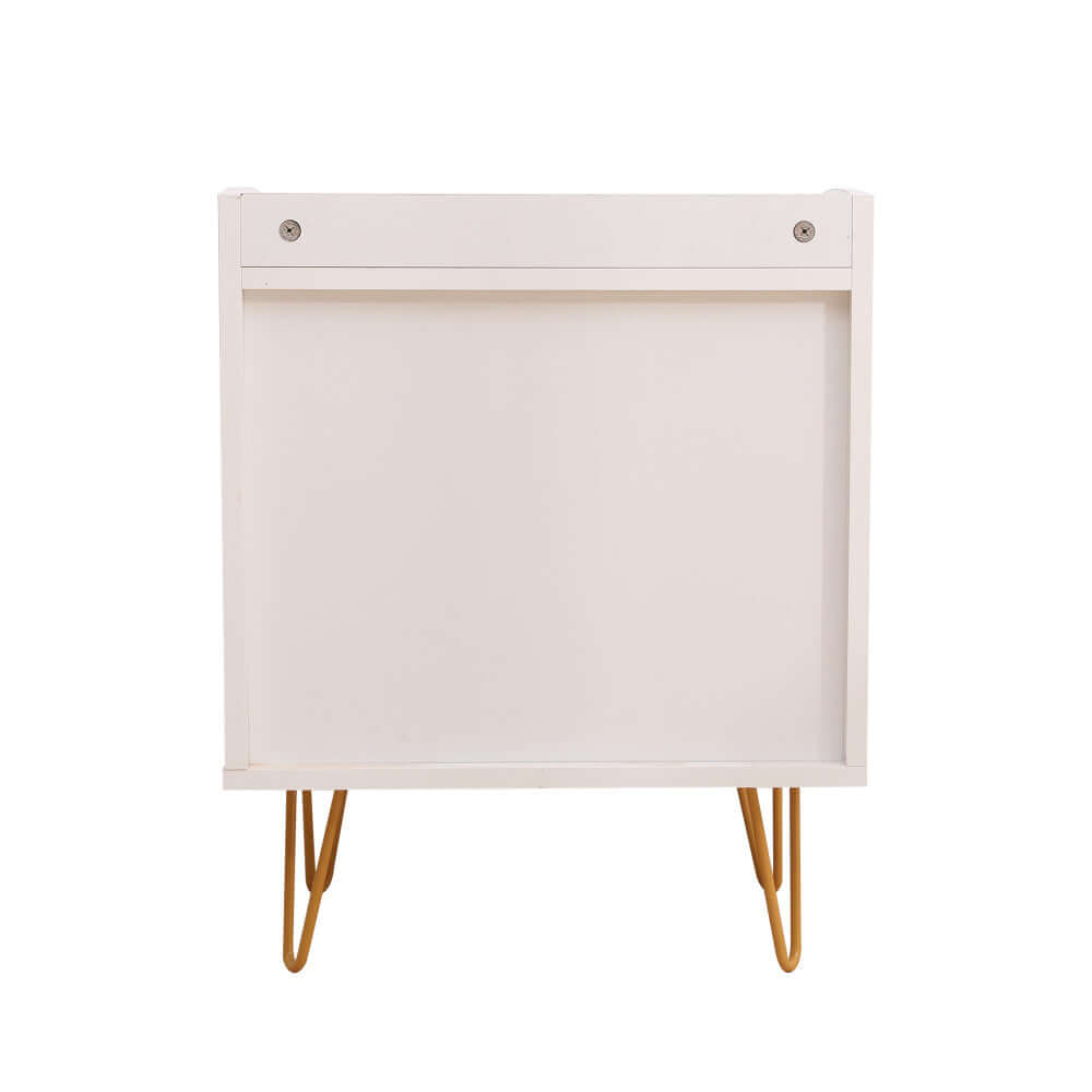 Buy winston 3 - drawer nightstand bedside table with gold steel legs tray top white - upinteriors-Upinteriors