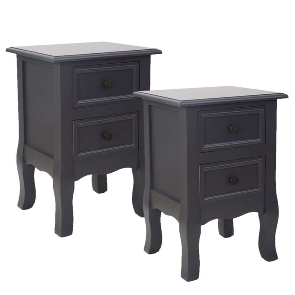 French Bedside Table Nightstand Grey Set of 2-Upinteriors