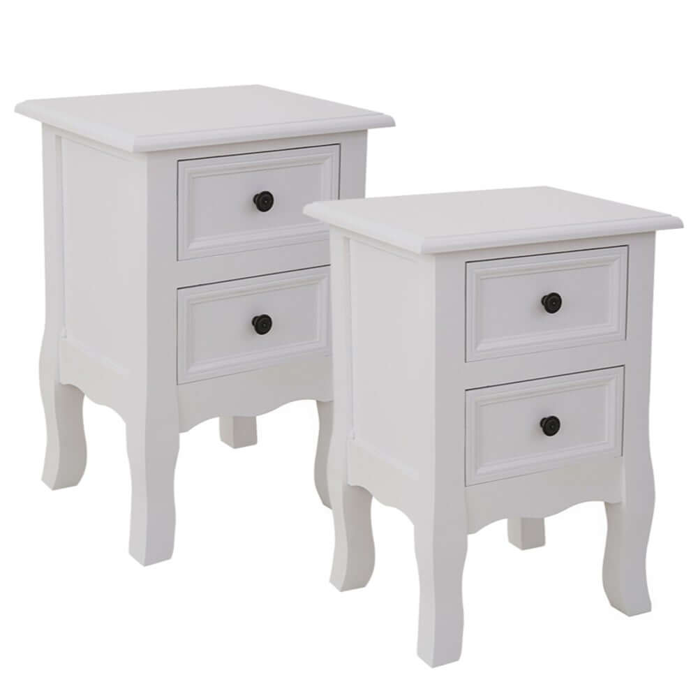 French Bedside Table Nightstand White Set of 2-Upinteriors