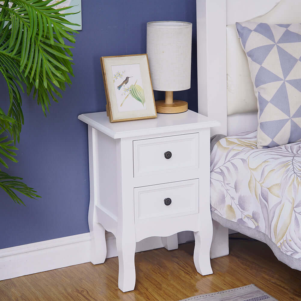 French White Nightstand Set - Chic Bedside Tables-Upinteriors
